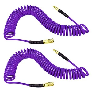 Polyurethane Recoil Air Hose 1/4" Inner Diameter by 25' L w/Bend Restrictor 2Pk. - Picture 1 of 6