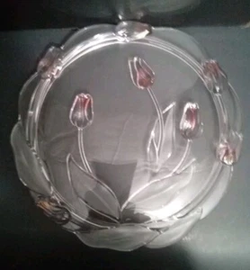 Walthers Glas Juliana rote Tulpen, geätzte Blätter, Kuchen Servier Teller 14" EUC  - Bild 1 von 9