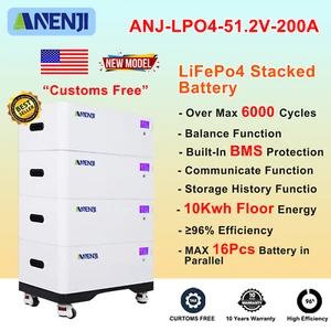 Batería 10KWh LiFePO4 200Ah 51.2V Apilada Tipo BMS Hogar Solar Fotovoltaico Almacenamiento de Energía - Imagen 1 de 8
