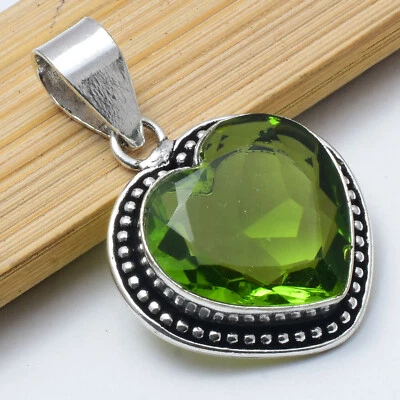 Spectacular Peridot Topaz Gemstone 925 Sterling Silver Handmade Pendant YU-2 - Image 1 of 3