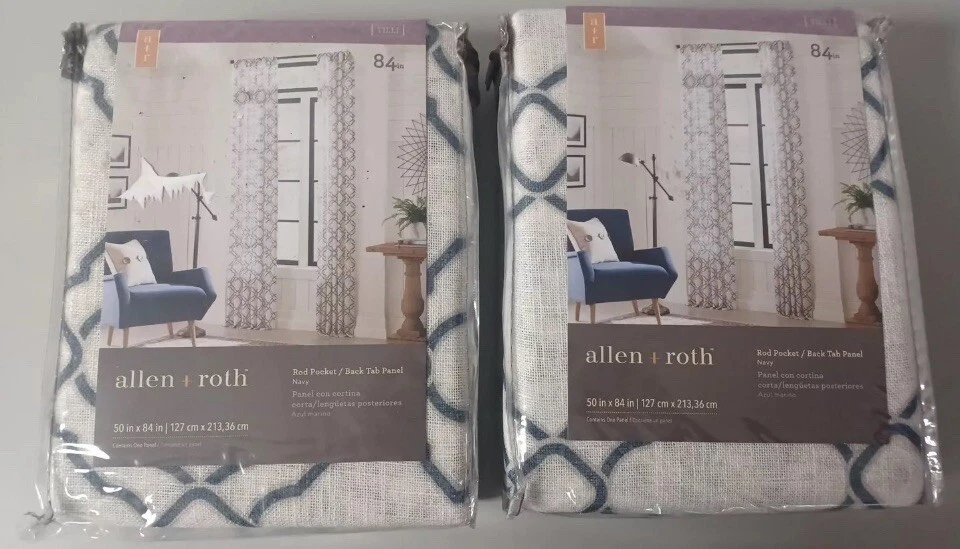 Allen Roth 50in X 84in Navy Light Filtering Curtain Panels (3728095)