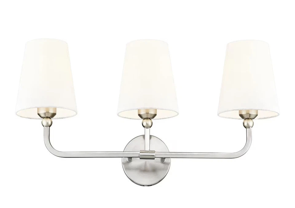 Светильники для ванной, матовые никелевые светильники для туалетного столика с расклешенным белым... - Изображение 1 из 4