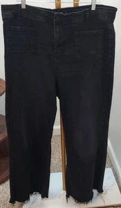 Pantalones de mezclilla para mujer Oat New York negros tiro alto dobladillo crudo pierna ancha 16W vanguardistas punk rock - Imagen 1 de 8