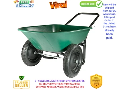 Carrinho utilitário Marathon Yard Rover 2 pneus carrinho de mão para jardim, verde - Imagem 1 de 4