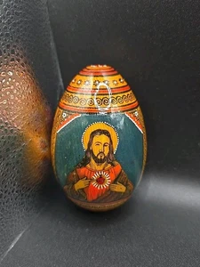 Vintage ~ handbemalt ~ Holzei ~ Made in Poland ~ ohne Ständer ~ helle Farben  - Bild 1 von 6