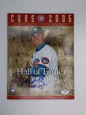 Ryne Sandberg HOF Подписанная Программа Cubs Автограф PSA/DNA AK71295 - Изображение 1 из 3