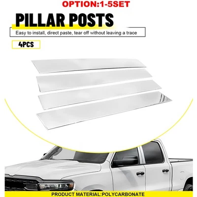 Chrome Pillar Posts Window Trim Cover For 2019-2025 Dodge Ram 1500 Crew/Quad Cab - Image 1 of 4