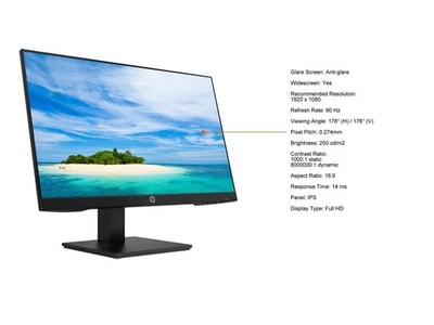 HP P24h G4 24" (23.8" Viewable) Full HD LCD Monitor 1920 x 1080 IPS D-Sub, HDMI, - Image 1 of 4