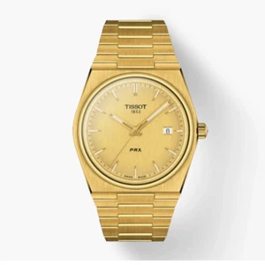 New Tissot PRX Quartz Champagne Dial Yellow 40mm Men's Watch T137.410.33.021.00 - Picture 1 of 6