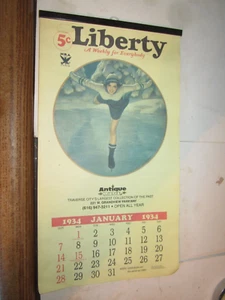 vintage 5 CENT LIBERTY CALENDAR 1934 - Picture 1 of 3