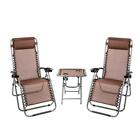 Zero Gravity chairs & table 3 piece set patio chaise folding lounge collapsible