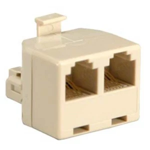 2-Way RJ12 6P4C 1 Male to 2 Female Telephone Phone Line T Splitter Adapter Beige - Picture 1 of 1