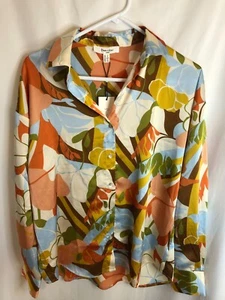 Blusa Haver + Blair London multicolor cuello satinado estilizada floral talla S - Imagen 1 de 4