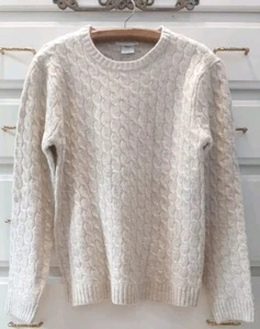 Nuevo con etiquetas Suéter Love Cameron Los Angeles Talla L Cuello Redondo Tejido por Cable Gris Jaspeado/Beige - Imagen 1 de 6