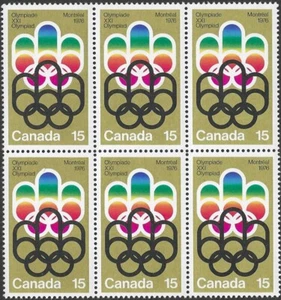 Canadá #624 Sixpac "SÍMBOLO OLÍMPICO COJO" Nuevo 1973 Original Goma (A) - Imagen 1 de 2