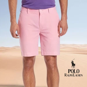 Polo Ralph Lauren Chino Shorts Pants Men Flat Front Cotton Pink Sz 35 - Picture 1 of 12