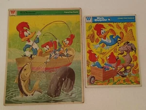 5 Frame Tray Puzzle Lot Woody Woodpecker Bugs Bunny Whitman Saalfield Inlaid  - Picture 1 of 12
