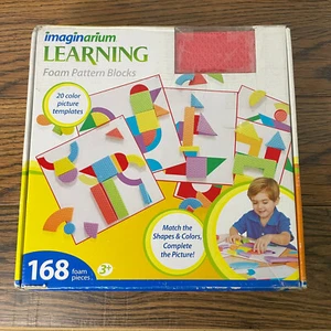 IMAGINARIUM Learning Foam Pattern Blocks 168 Pieces + 20 Templates Educational - Picture 1 of 4