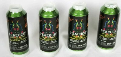 Peacock Embroidery Machine Cone Textile Thread LOT OF 4 - Green N1170 SEALED - Image 1 of 2
