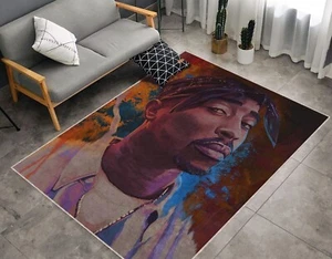 Tupac Portrait Rug, Tupac Poster, Cool Decoration, Carpet with Tupac's Drawing - Picture 1 of 5