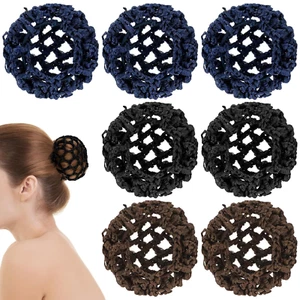 8 Pcs Ballet Hair Bun Covers Elastic Women Hair Nets Invisible Knit Hairnets - Picture 1 of 12