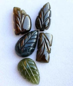 Tallado de hojas de turmalina brasileña verde natural de 17,40 quilates tono precioso SIN TRATAR - Imagen 1 de 3