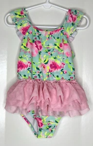 Nicole Miller New York Girls 5 swimsuit Swim Suit Ruffles Floral Tulle Skirt - Picture 1 of 4