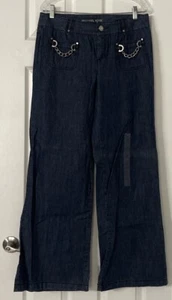 Michael Kors Jeans Damen 10 Blau Ketten Weites Bein Neu ohne Etikett - Bild 1 von 5