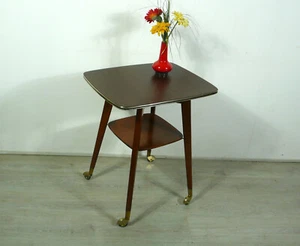 50er 60er TV Drehtisch Beistelltisch auf Rollen mit Ablage Mid Century Modern - Bild 1 von 7