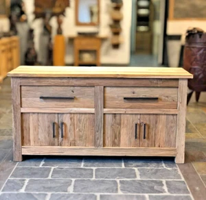 RINCA Kommode Sideboard Waschbeckenunterschrank Teakholz 166 x 55 x 80cm - Bild 1 von 4