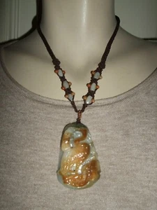 COLLANA GIOIELLO GIADA VERDE JADE CIONDOLO ANTICO STERLING ARGENTO 925 SILVER - Foto 1 di 11