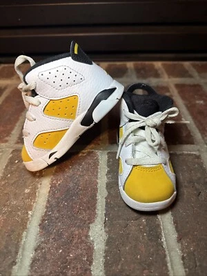 Nike Air Jordan 6 Retro White Ochre Yellow DV3606-170 Td Toddler Baby Size 5C - Image 1 of 4