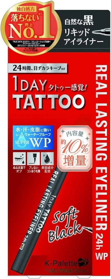 K-paleta 1 Día Tatuaje Real Último Lápiz Delineador de Ojos 24hWPz Negro Suave 10% Extra JP Foto 1 de 1