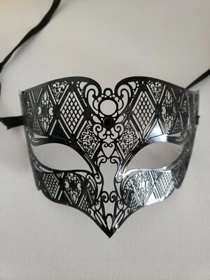 Men's Black Metal Masquerade Mask - ADJUSTABLE NWOT - Image 1 of 4