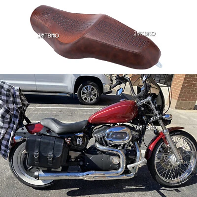 Driver Passenger Two Up Seat Alligator Brown For Harley Iron 883 1200 Sportster - Image 1 of 4
