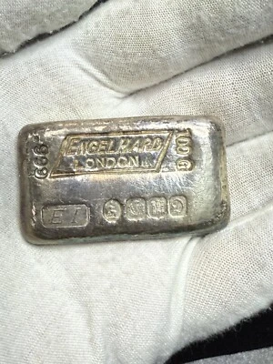 Rare 1969 Engelhard London 100 gram Vintage Poured silver bar .999 Fine - Image 1 of 2