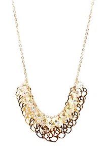 Crystals From Swarovski Rose Flowers Necklace Gold Plated Authentic 4227q - Picture 1 of 10