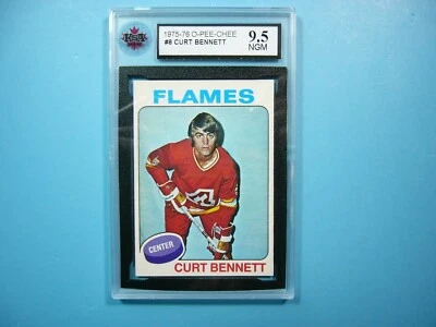 1975/76 O-PEE-CHEE NHL HOCKEY CARD #8 CURT BENNETT KSA 9.5 NEAR GEM MINT OPC - Image 1 of 2
