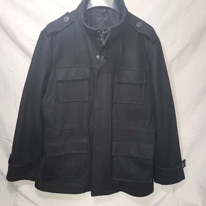 Calvin Klein Jacke Herren Large Wollmischung Druckknopf & Reißverschluss Frontverschluss Militärmantel - Bild 1 von 5