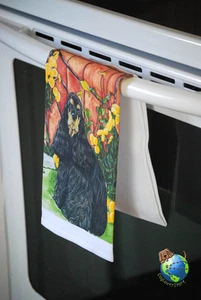 Cocker Spaniel Kitchen Hand Towel Black/Tan - Picture 1 of 2