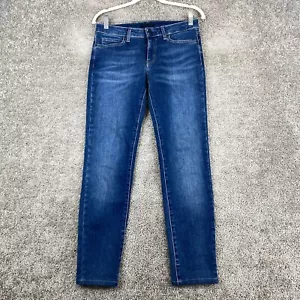 Uniqlo Jeans Cropped Women's Size 26X33 Blue Low Rise Dark Wash 5-Pocket Whisker - Picture 1 of 9
