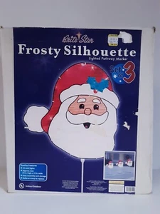 Brite Star 3 Lighted Pathway Marker Santa Frosty Silhouette Christmas Tested NIB - Picture 1 of 16