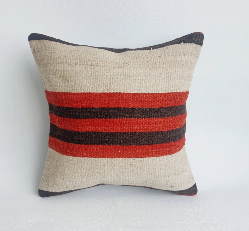 16x16 Rustic Kilim Pillow Cover , Decorative Natural Cushion Case - Image 1 of 4