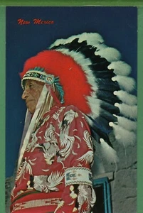 Vintage Native American Postcard Dance Leader Santa Clara Pueblo New Mexico NM - Picture 1 of 4