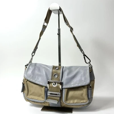 Auténtico bolso de hombro Prada Soho de nailon de cuero azul beige vintage Foto 1 de 4
