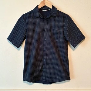 H&M Easy Iron Shirt Boys’ 13-14 Years Short Sleeve Button Up Black White Dots - Picture 1 of 8