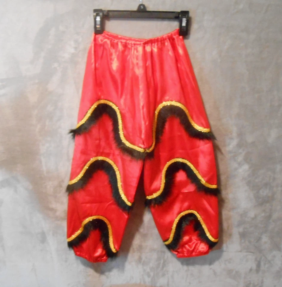 CALÇA FANTASIA VINTAGE HALLOWEEN CETIM VERMELHO criança TAMANHO 6 CALÇA APENAS GÊNIO - Imagem 1 de 4