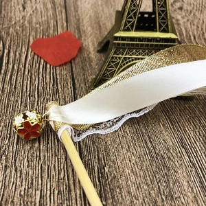 5Pcs Ribbon Wedding Wands Wedding Lace Ribbon Stick Bells Twirling Stream.j6 - Picture 1 of 9