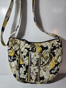 Vera Bradley Handtasche Hartriegel Crossbody Schultertasche schwarz weiß gelb geblümt - Bild 1 von 14