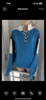 Vintage 80's Obermeyer Wool Quarter Zip Knit Sweater Men’s LARGE - Image 1 of 4